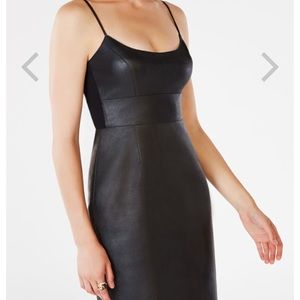 BCBG Black faux leather dress.  NWT.